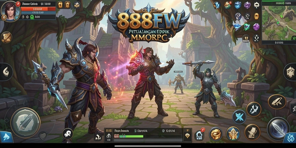 Gameplay seru di dunia fantasi MMORPG.