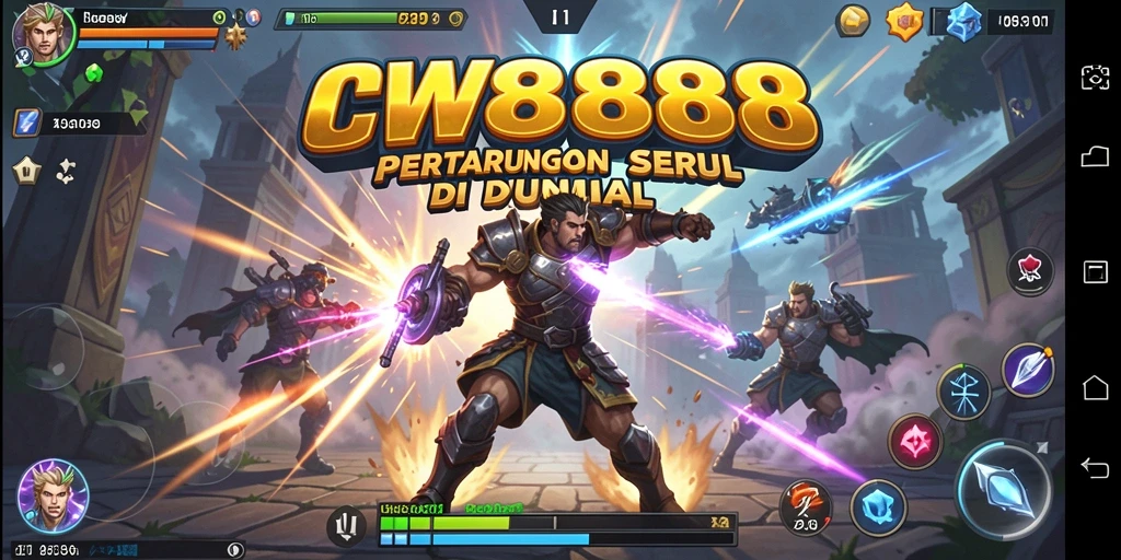 Screenshot CW8888 menampilkan pertarungan mendebarkan antara dua petarung.