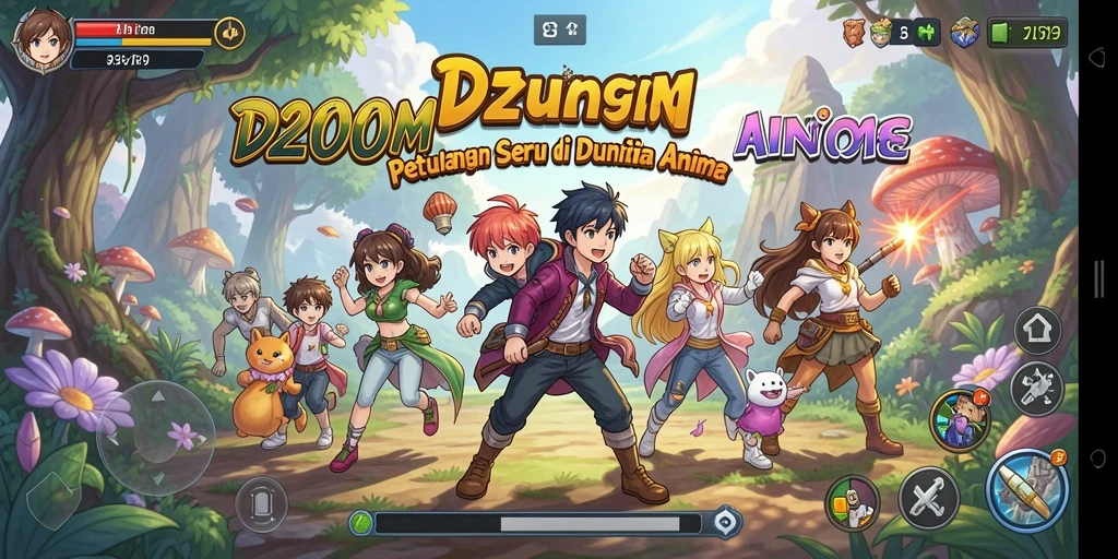 Screenshot gameplay D200M yang menampilkan aksi karakter Anime.