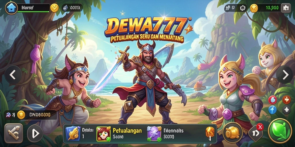 Tampilan gameplay DEWA777 dengan aksi petualangan seru.