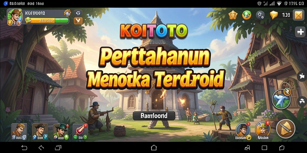Tampilan gameplay KOITOTO dengan menara dan musuh yang intens.