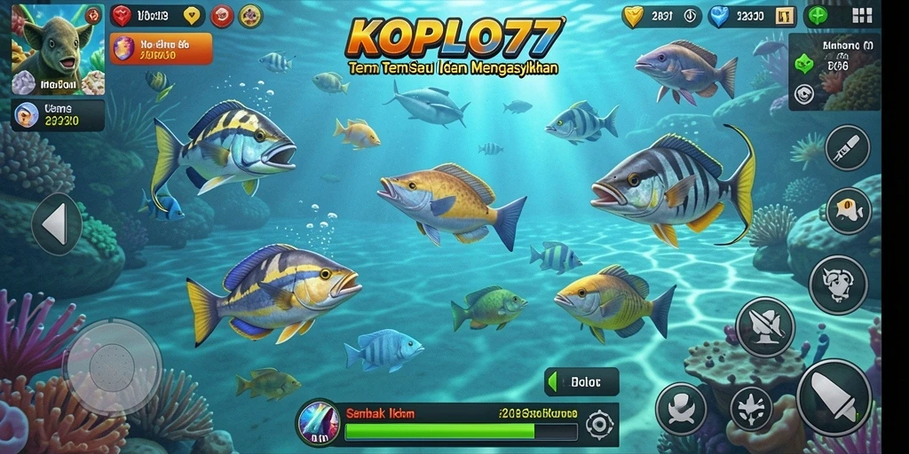 Gameplay KOPLO77 yang seru dan penuh warna saat menembak ikan.