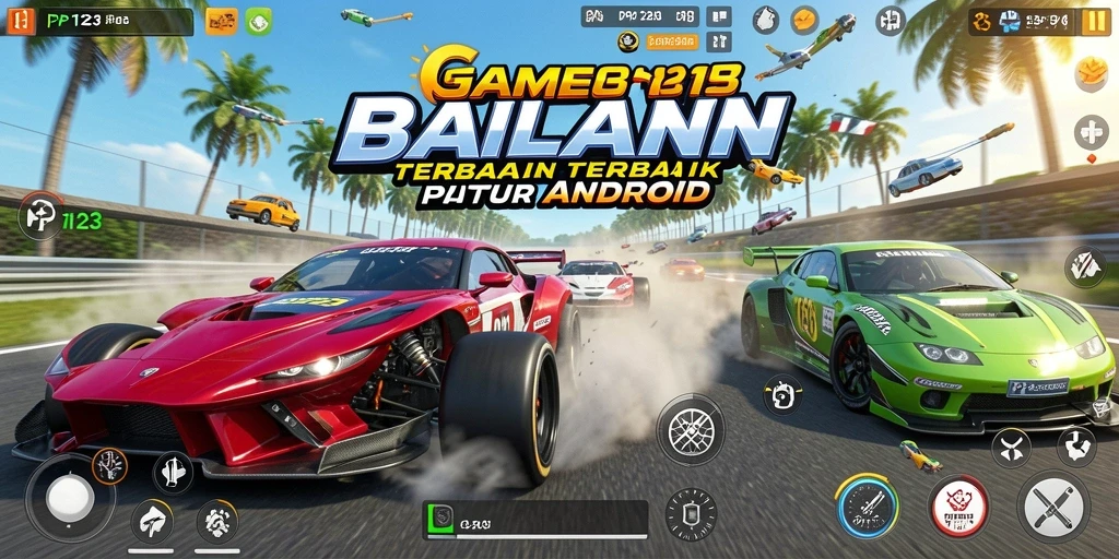 Gameplay mendebarkan dalam balapan PP123 dengan mobil cepat.