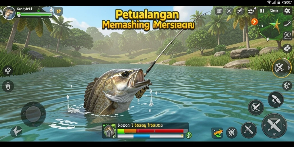 Tampilan gameplay PRG007 yang seru dengan aksi memancing yang mendebarkan.