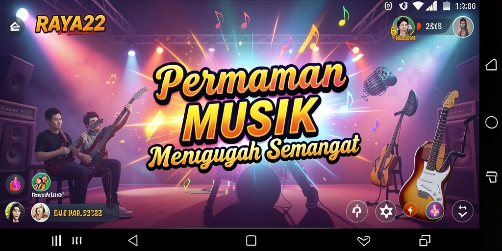Screenshot gameplay RAYA22 menampilkan pemain menikmati permainan musik.