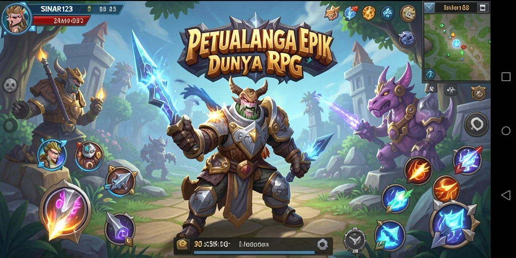 Screenshot menampilkan karakter beraksi dalam pertempuran RPG.