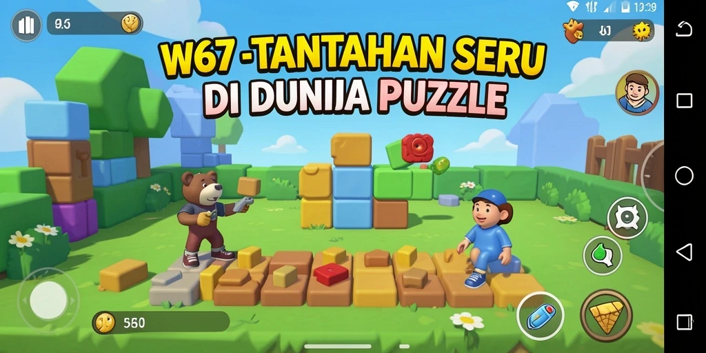 Screenshot utama W67 menampilkan gameplay Puzzle yang seru dan menantang.